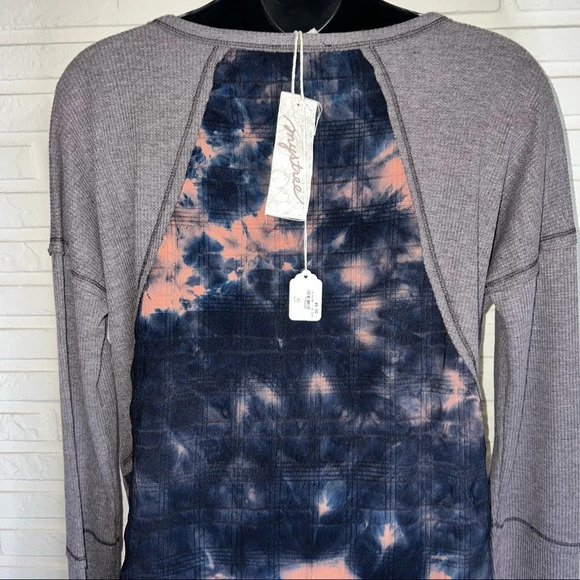 Mystree Anthropologie gray crewneck tie-dye Cotton shirt, Women’s Size Small - Picture 4 of 6